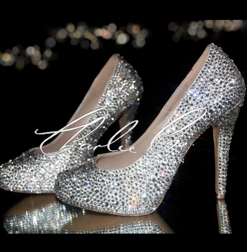 clear crystal heels