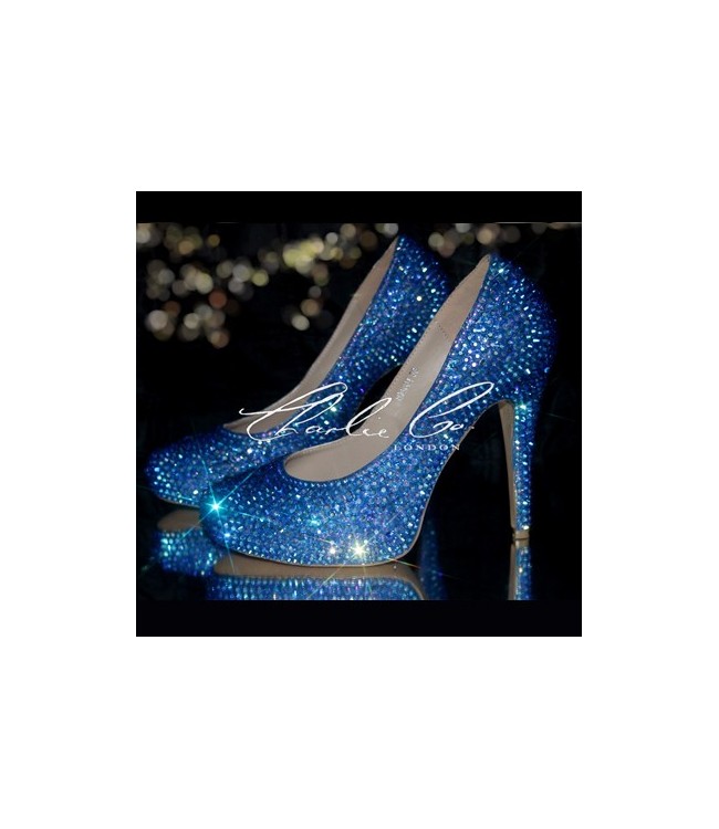5 Sapphire AB Blue Crystal Closed Toe Heels